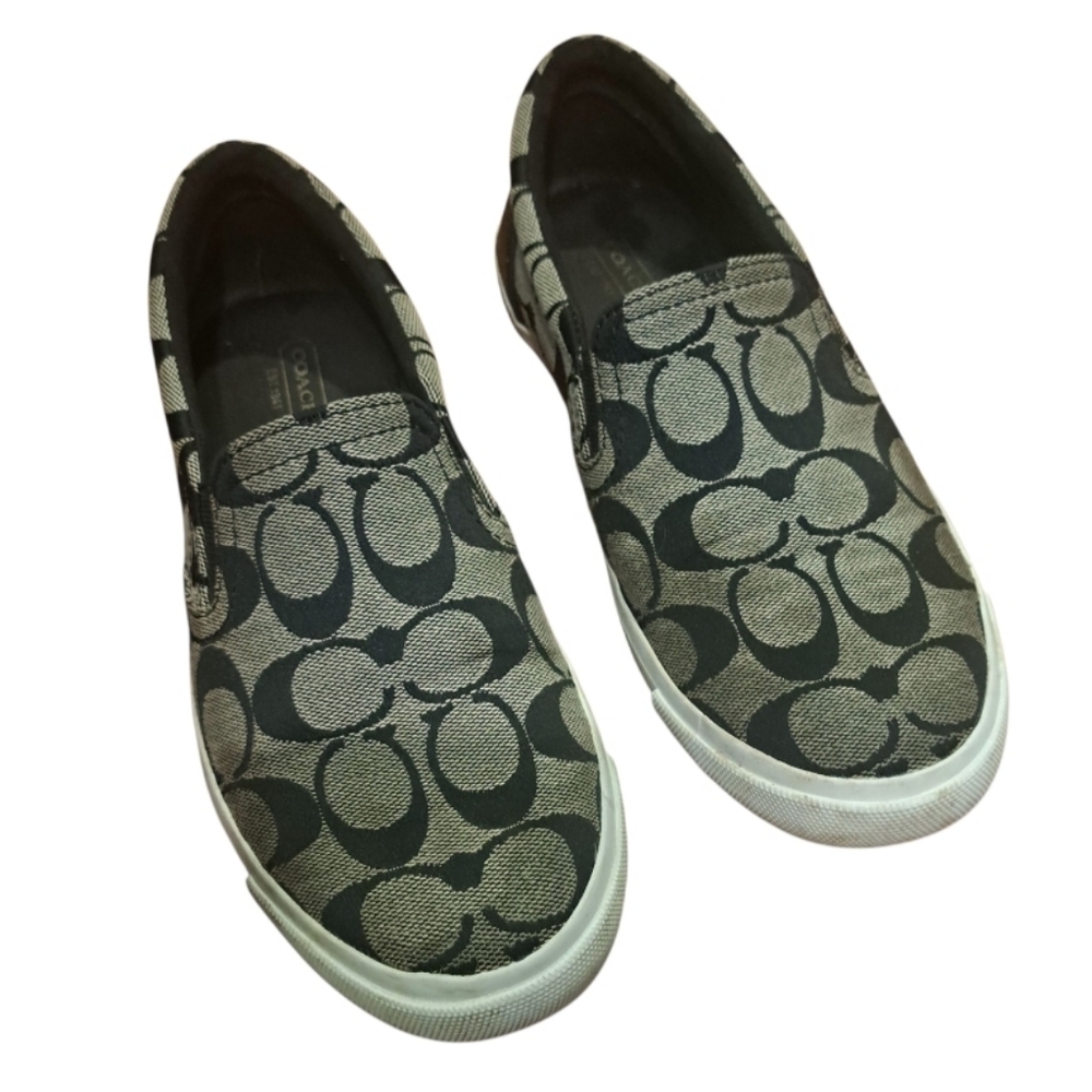 Coach "Allegra" Gray & Black Slip On Sneakers - size 6.5